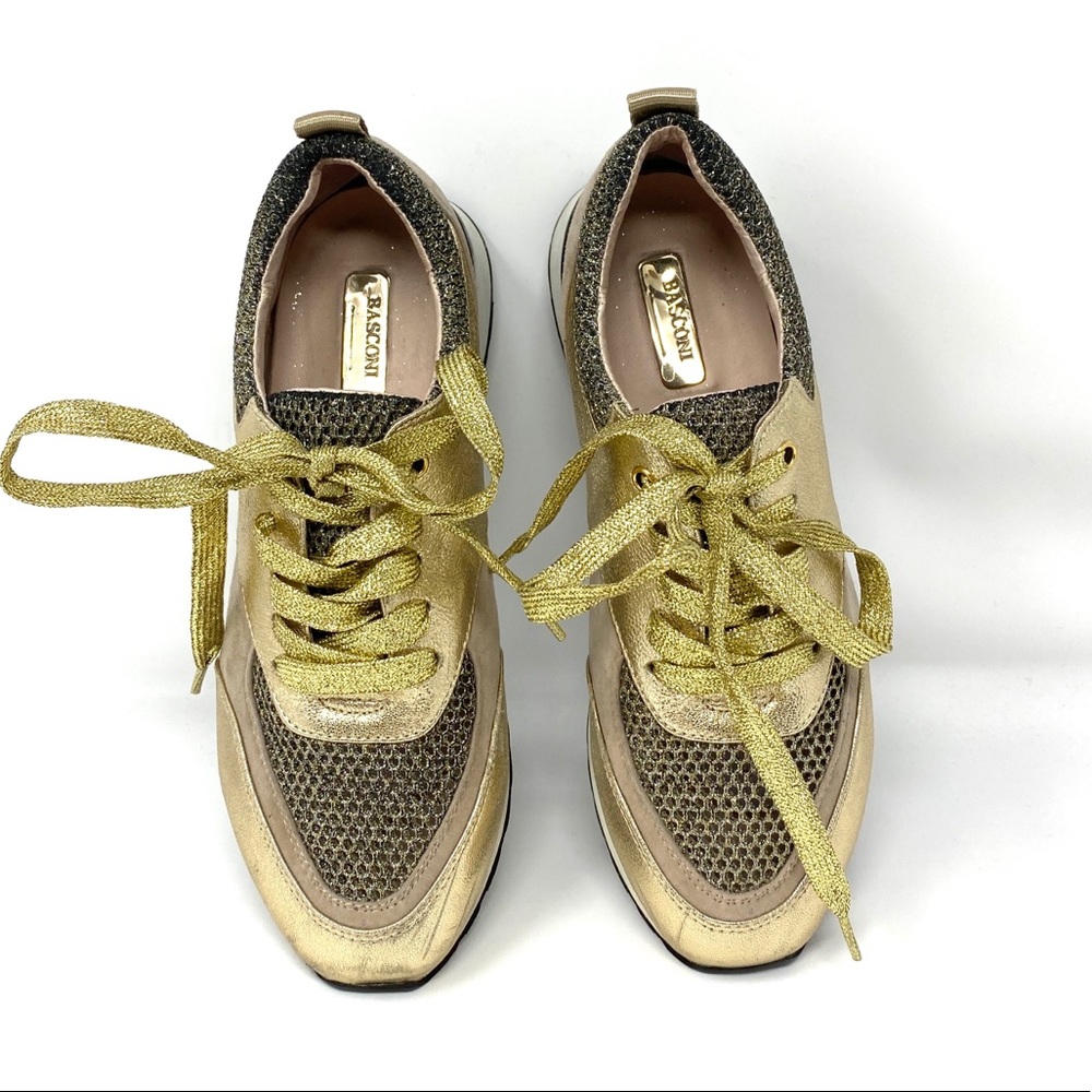 🌸Spring Sale🌸 Fashion Women’s Sneakers Leather Mesh Gold Size 8 - Picture 5 of 8